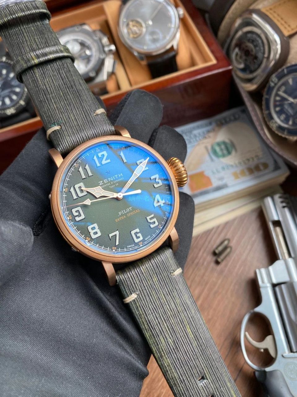 XF Factory 真力时卡其绿青铜大飞 Perfect  Replica Watches 29.2430.679/63.I001 wrist watches  / ZSL063
