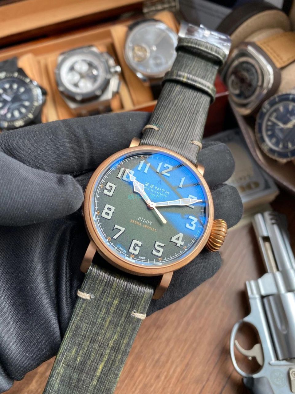 XF Factory 真力时卡其绿青铜大飞 Perfect  Replica Watches 29.2430.679/63.I001 wrist watches  / ZSL063