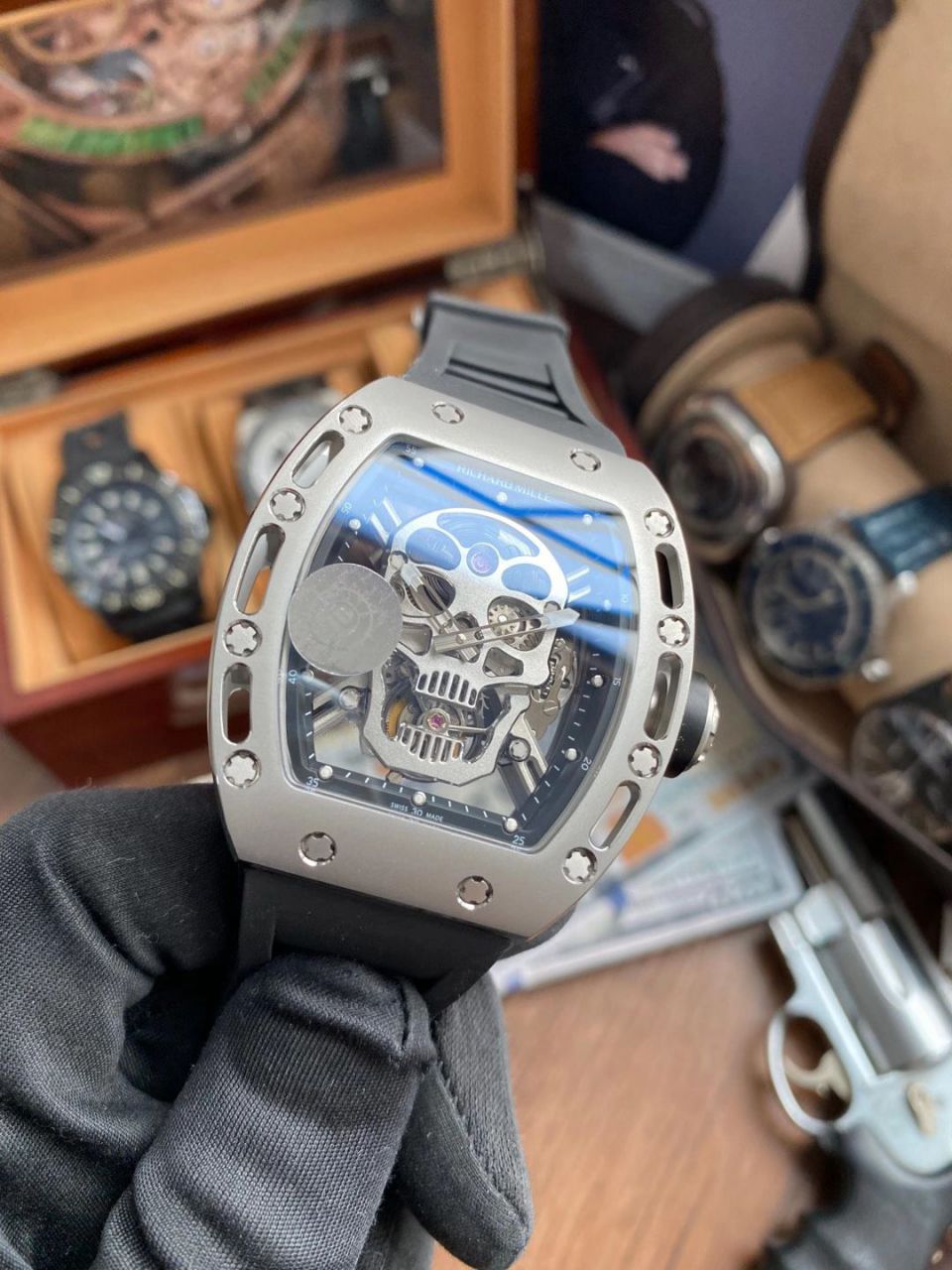 【 Video analysis 】JB Factory  RICHARD MILLE  Perfect  Replica Copy  Watches 男士系列RM 052骷髅头 wrist watches  / RM 052JBG