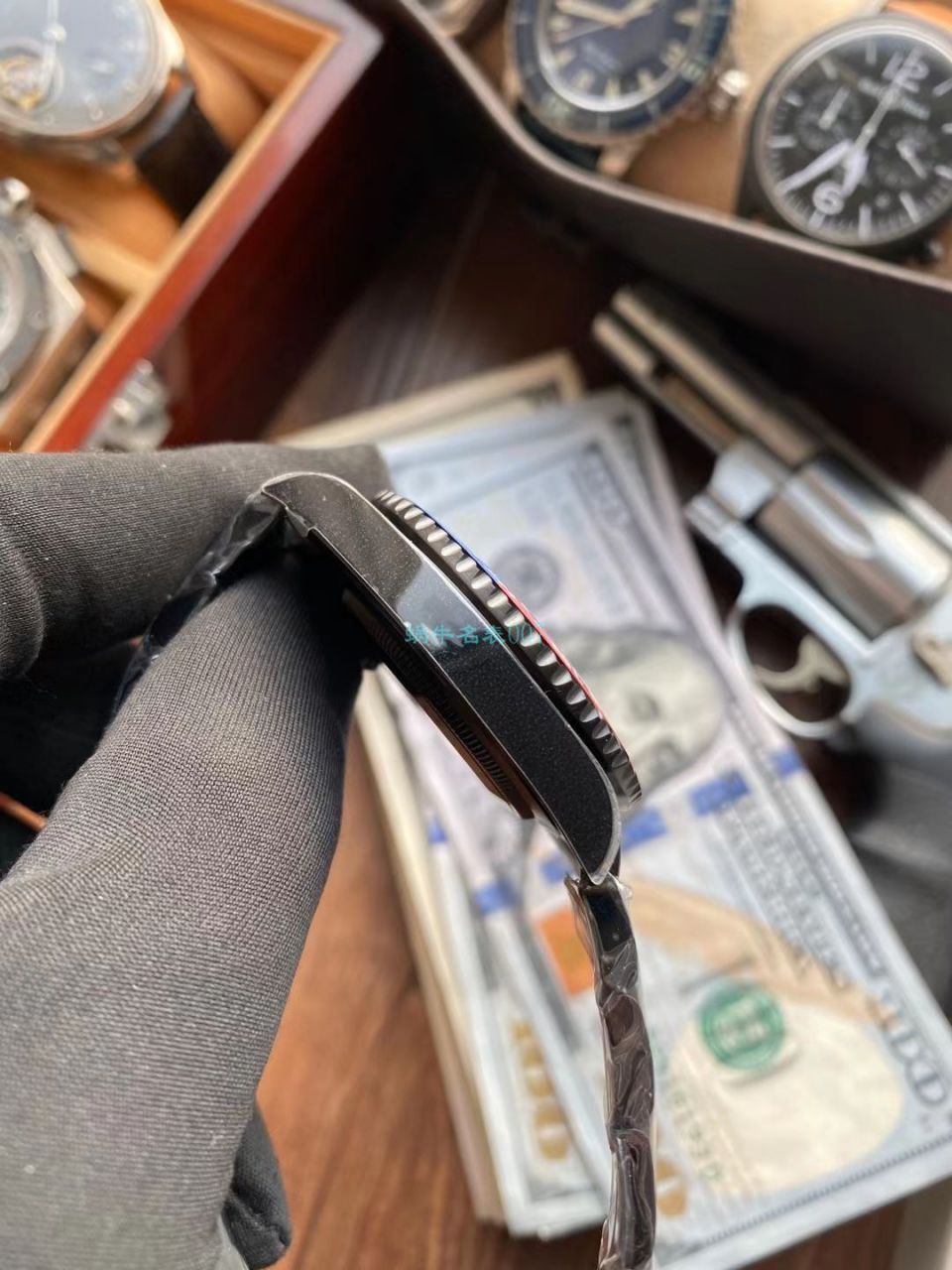 LF Rolex TBLACK官方 copy customized 版REVENGE（米尔高斯复仇系列） GMT MASTER 蓝黑圈骷髅面黑化版本 / R717