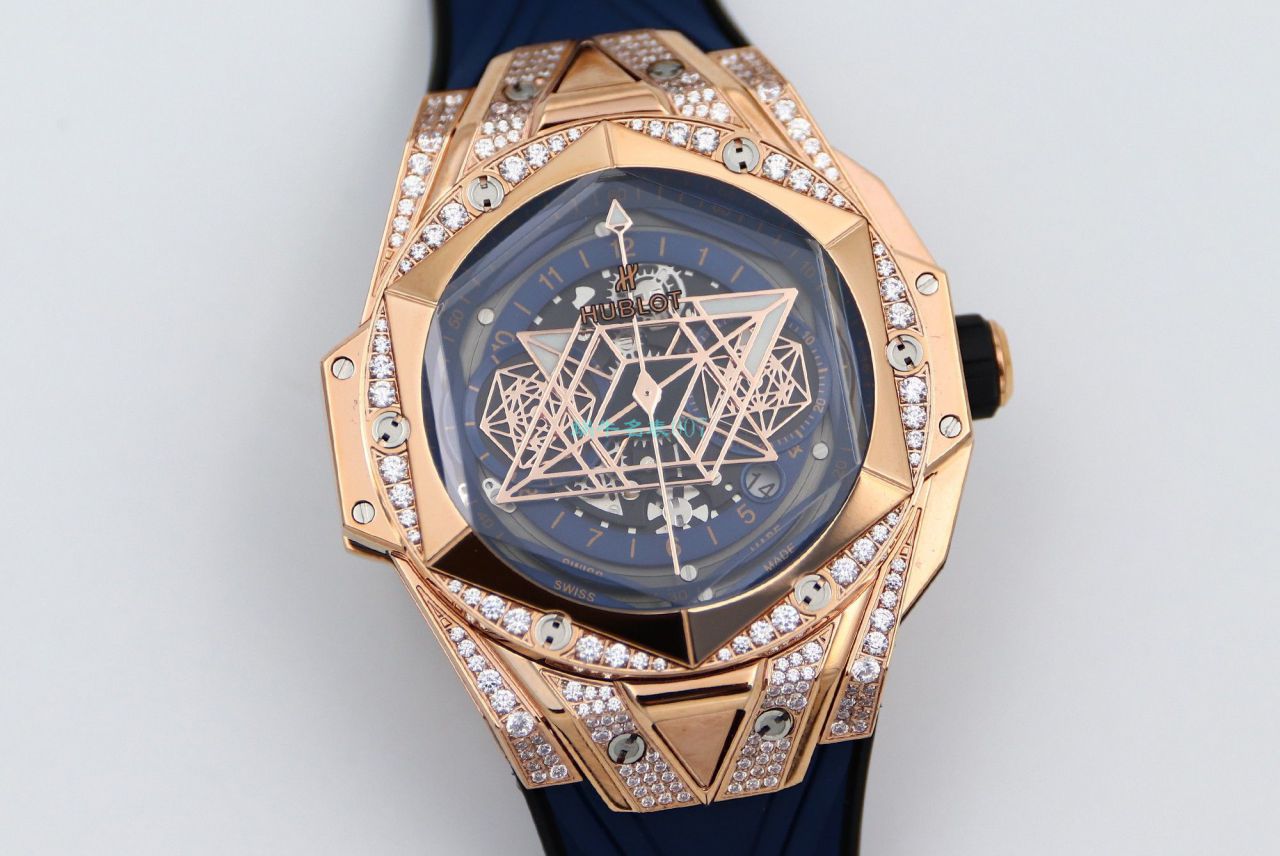 HB Factory  High quality  Replica Watches  hublot Big Bang Sang Bleu II 刺青二代418.OX.2001.RX.1604.MXM20 wrist watches  / YB117