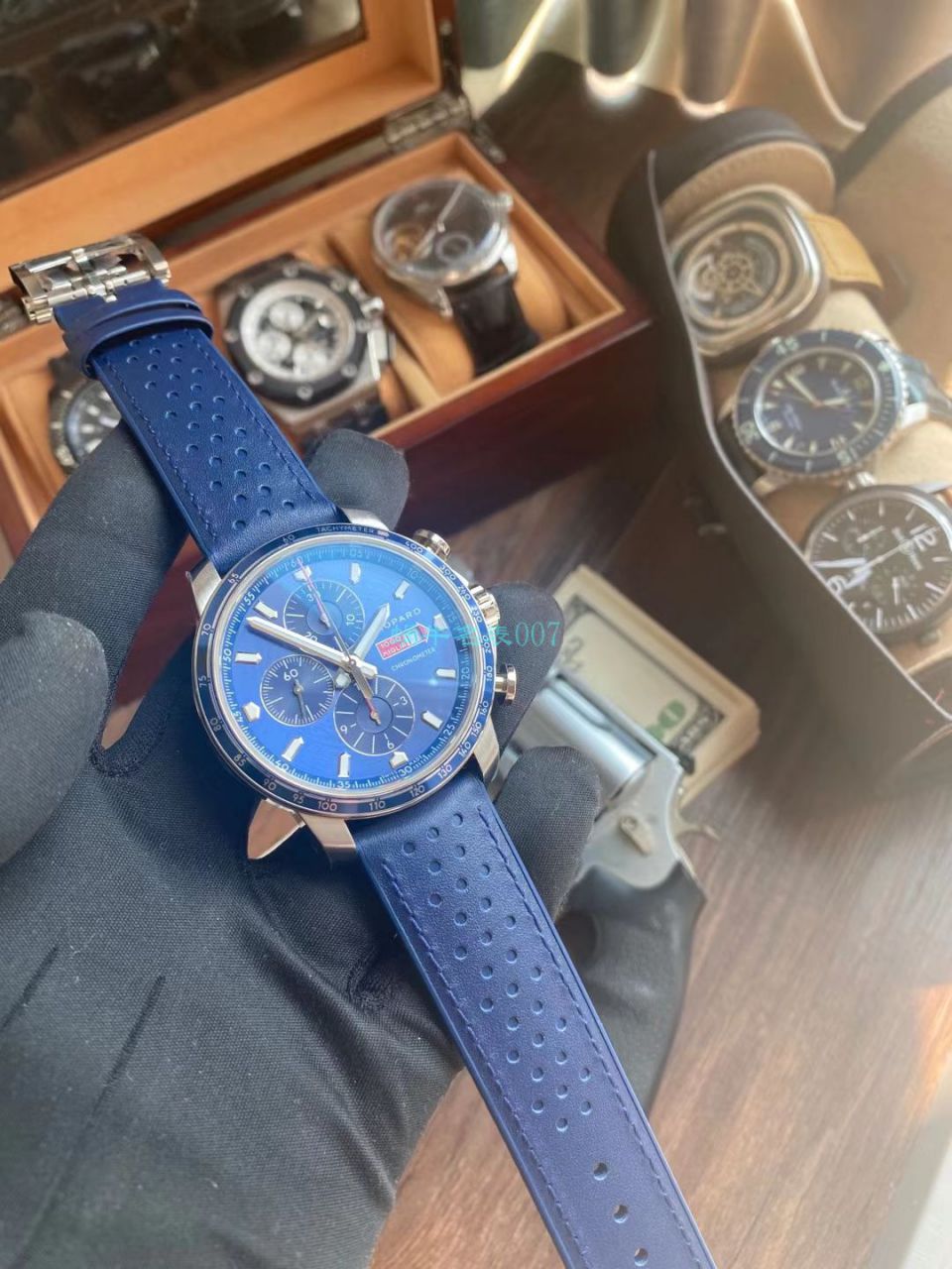 V7 Factory  Chopard MILLE MIGLIA GTS AZZURRO  top  Replica Copy 168571-3007蓝色古董赛车主题 wrist watches  / XB080