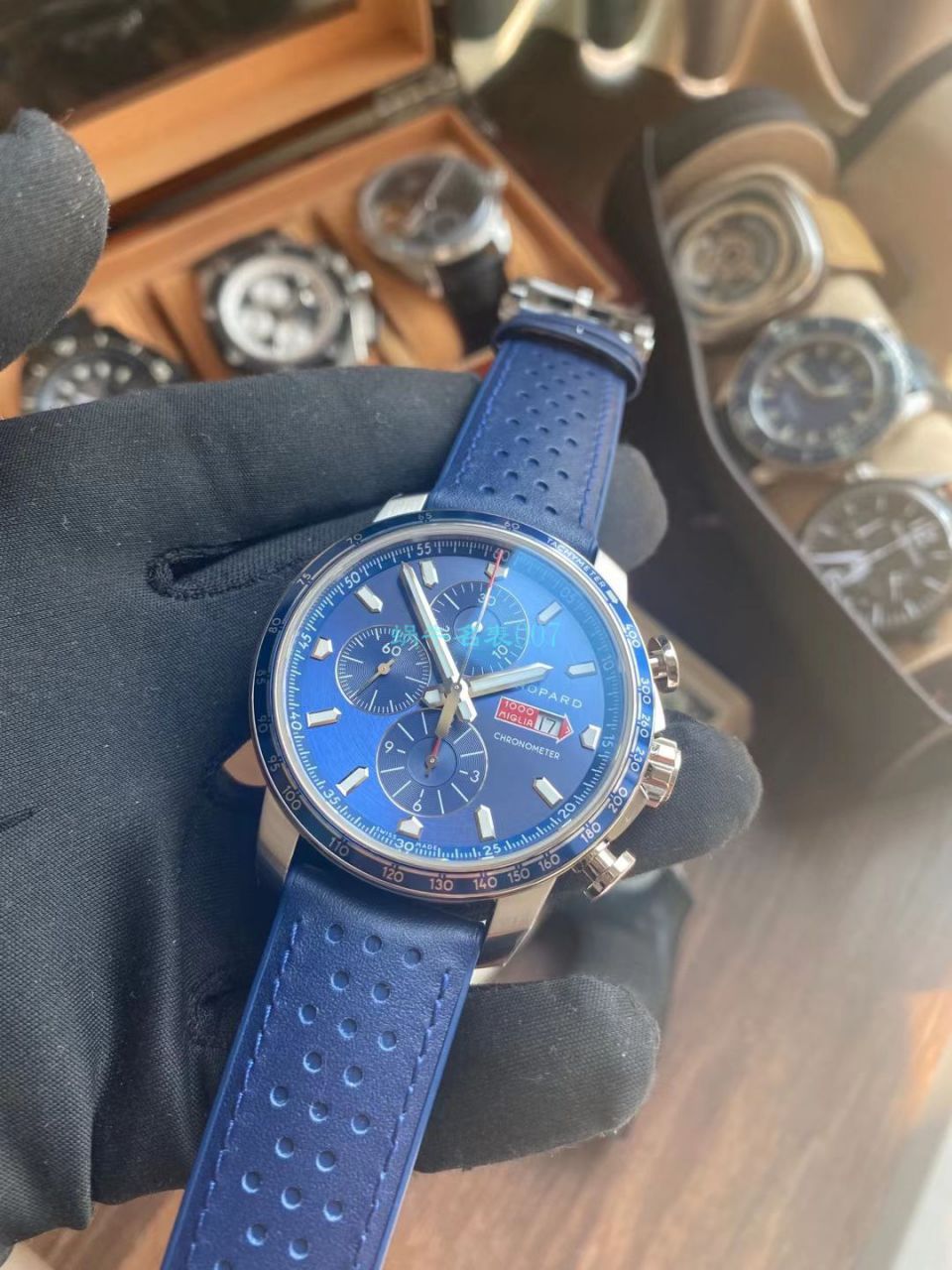 V7 Factory  Chopard MILLE MIGLIA GTS AZZURRO  top  Replica Copy 168571-3007蓝色古董赛车主题 wrist watches  / XB080