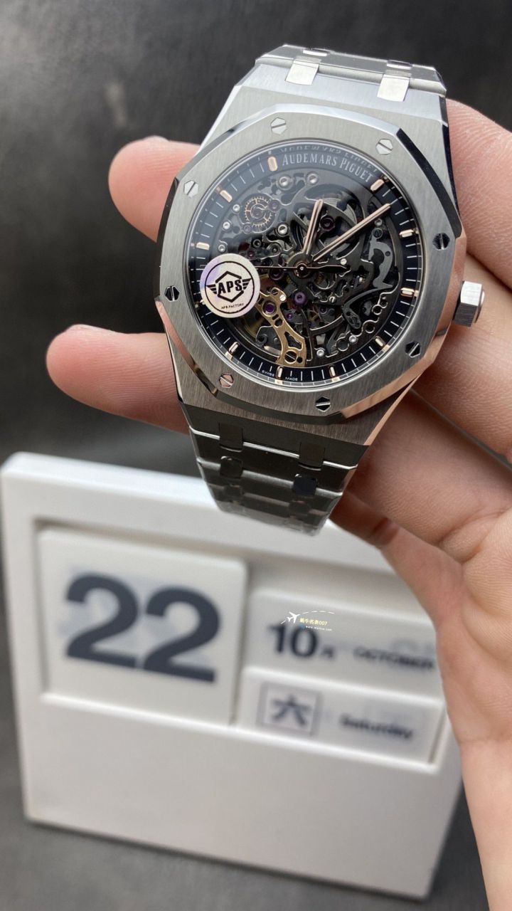 APS Factory Audemars Piguet 双摆轮镂空15407ST.OO.1220ST.01和15407OR.OO.1220OR.01 Perfect  High quality  Replica Watches  / AP232