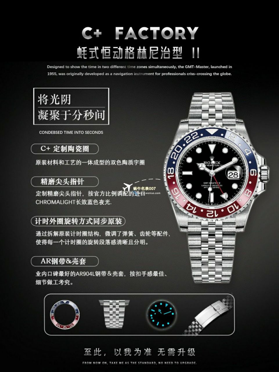 C+ Factory  top 1比1  Replica Watches  Rolex  GMT MASTER II系列m126715chnr-0001，m126711chnr-0002沙士圈大闸蟹，m126710blro-0001可乐圈，m126719blro-0002（陨石面） / R767