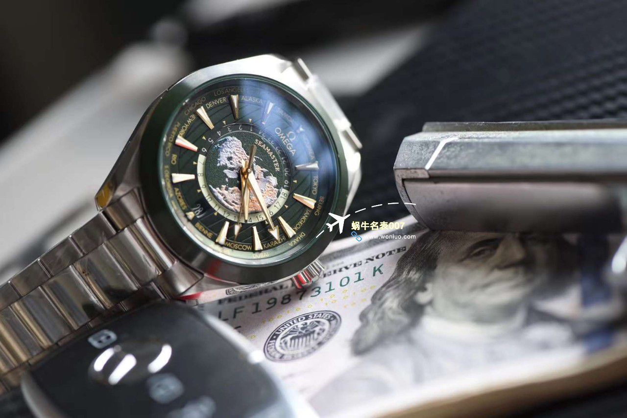 VS Factory OMEGA Seamaster 150世界时绿面盘 Perfect  Replica Watches 220.30.43.22.10.001 wrist watches  / M786