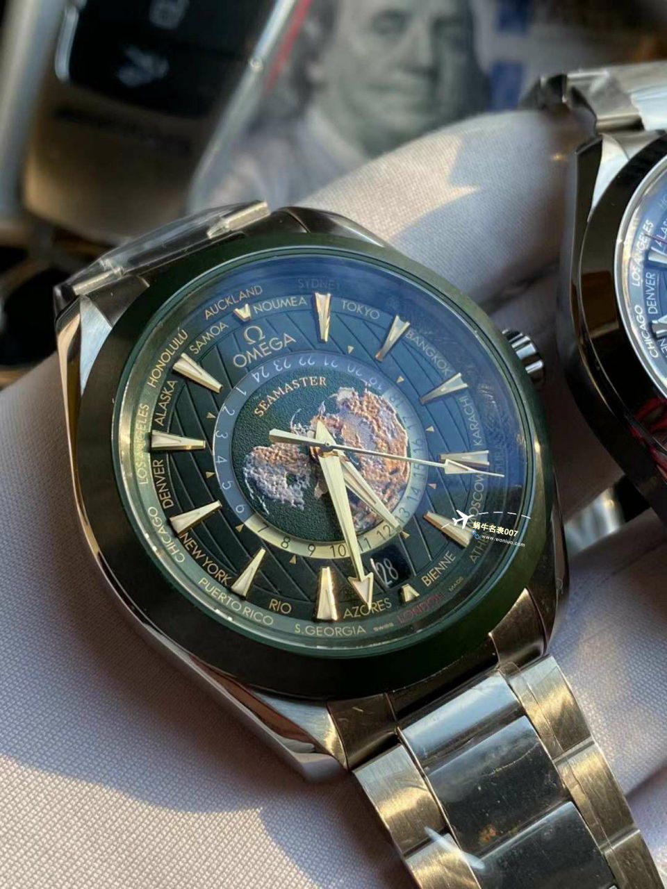 VS Factory OMEGA Seamaster 150世界时绿面盘 Perfect  Replica Watches 220.30.43.22.10.001 wrist watches  / M786