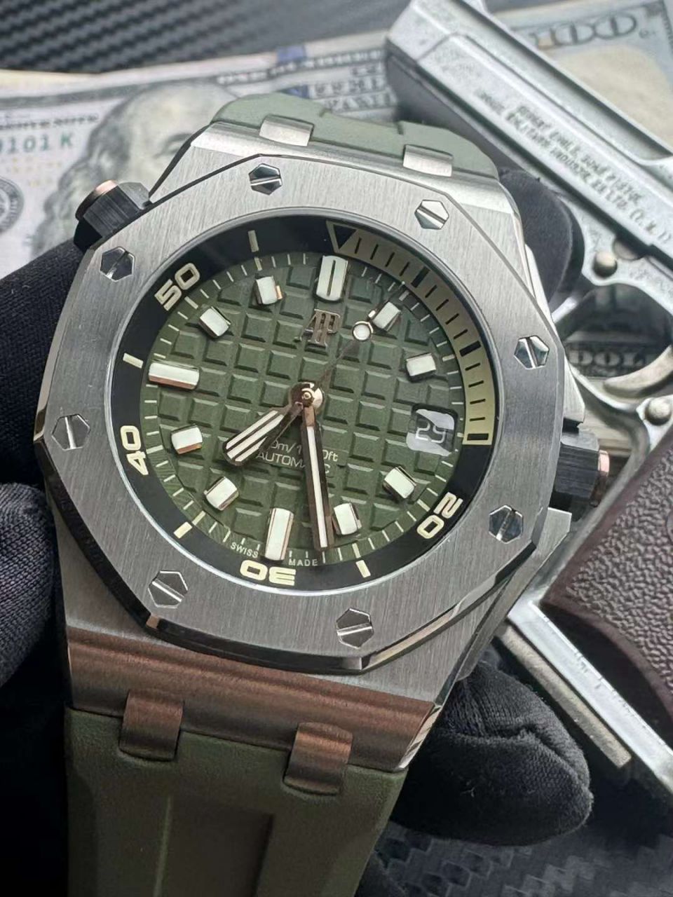  Video analysis APS Factory Audemars Piguet  Royal Oak Offshore  Replica Copy 15720ST.OO.A052CA.01 wrist watches (牛油果)，15720ST.OO.A009CA.01，15720ST.OO.A027CA.01，15720CN.OO.A002CA.01 / AP271