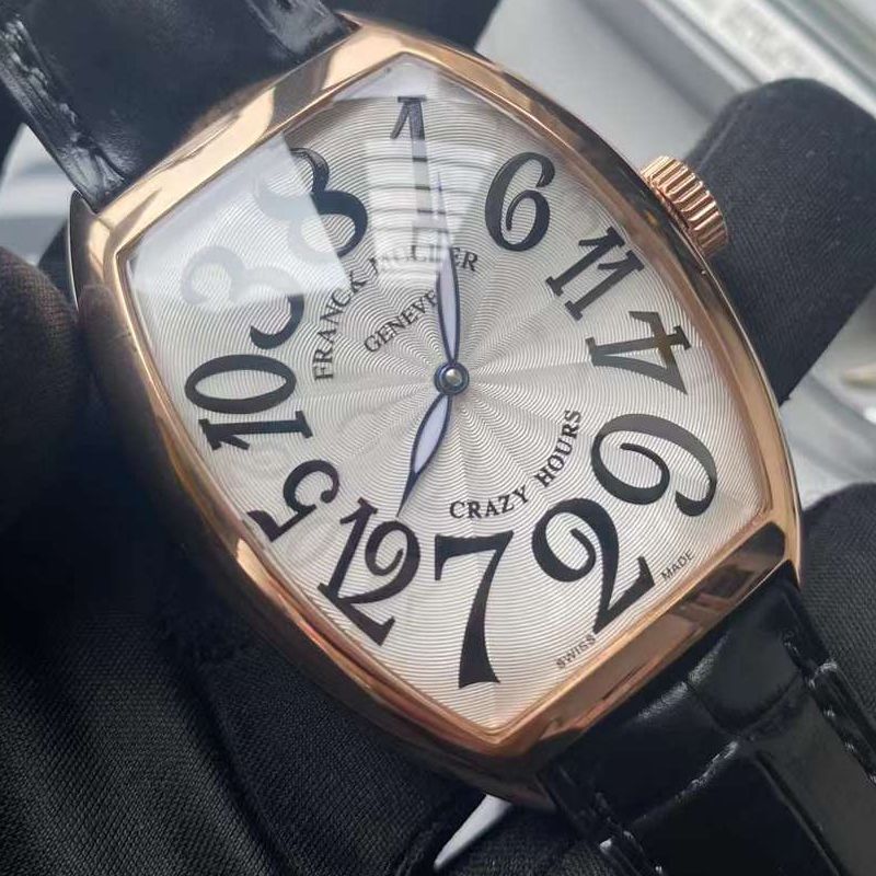  Video analysis 法穆兰CRAZY HOURS 系列8880 CH  top  Replica Copy 乱跳时间玫瑰金 watchcase 黑色时标白盘 wrist watches 