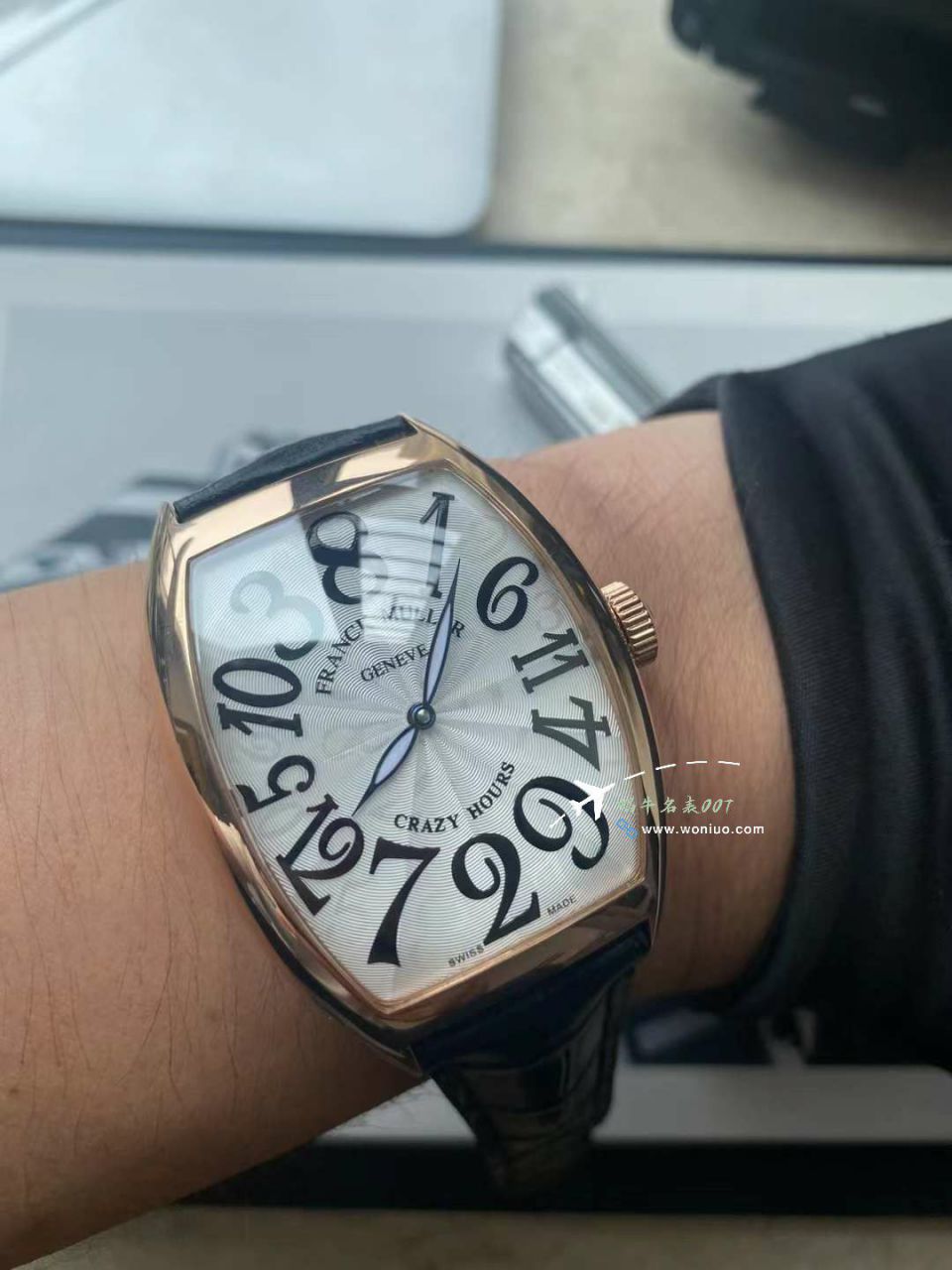  Video analysis 法穆兰CRAZY HOURS 系列8880 CH  top  Replica Copy 乱跳时间玫瑰金 watchcase 黑色时标白盘 wrist watches  / FL082