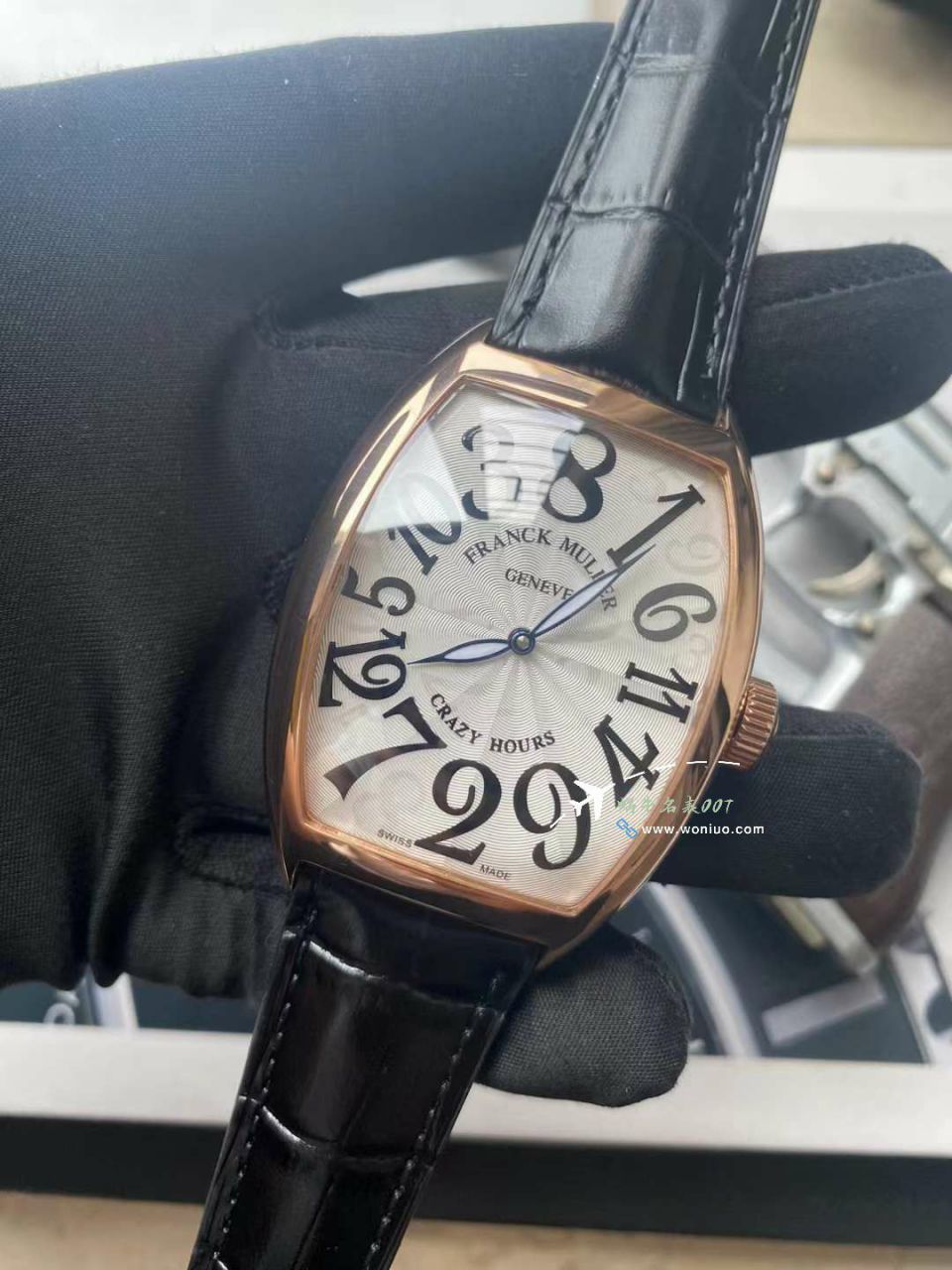  Video analysis 法穆兰CRAZY HOURS 系列8880 CH  top  Replica Copy 乱跳时间玫瑰金 watchcase 黑色时标白盘 wrist watches  / FL082