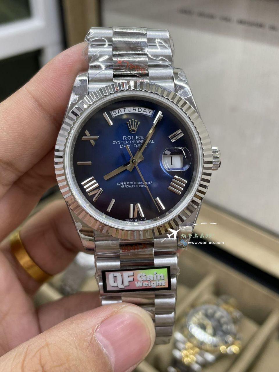QF Rolex DD Day-Date  Adding weight 版本 Replica Copy 罗马烟熏绿m228238-0069，渐变蓝m228236-0024，渐变灰m228235-0055 / R857