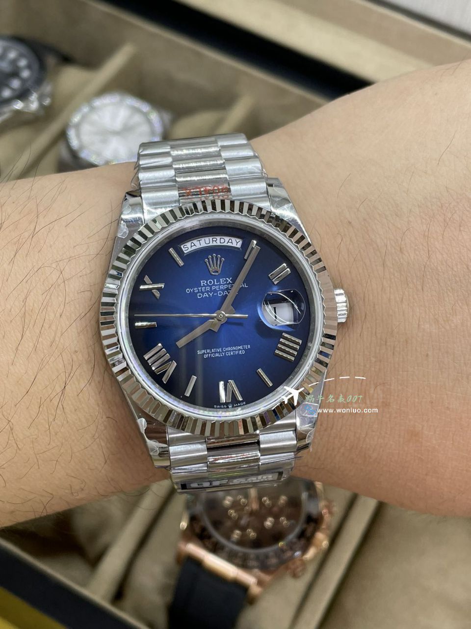 QF Rolex DD Day-Date  Adding weight 版本 Replica Copy 罗马烟熏绿m228238-0069，渐变蓝m228236-0024，渐变灰m228235-0055 / R857