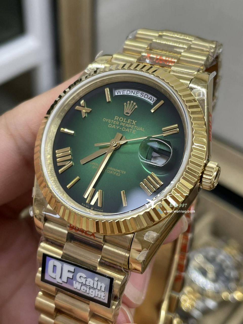 QF Rolex DD Day-Date  Adding weight 版本 Replica Copy 罗马烟熏绿m228238-0069，渐变蓝m228236-0024，渐变灰m228235-0055 / R857