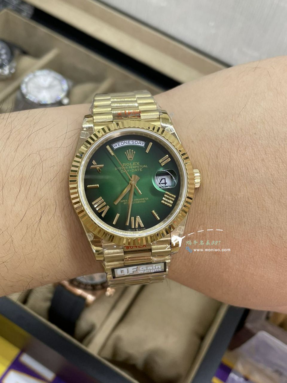 QF Rolex DD Day-Date  Adding weight 版本 Replica Copy 罗马烟熏绿m228238-0069，渐变蓝m228236-0024，渐变灰m228235-0055 / R857