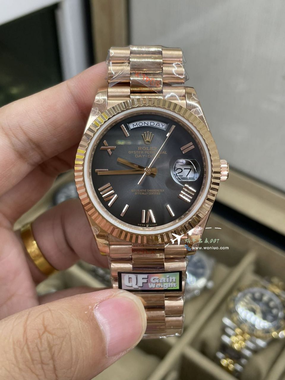 QF Rolex DD Day-Date  Adding weight 版本 Replica Copy 罗马烟熏绿m228238-0069，渐变蓝m228236-0024，渐变灰m228235-0055 / R857