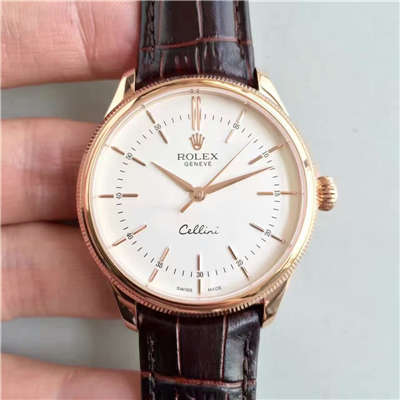 【MK Factory  Perfect  Copy  Watches 】 Rolex 切利尼系列50505白盘棕带机械 wrist watches  