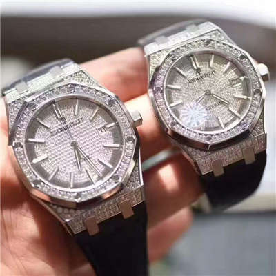 【 Video analysis JF Factory 1:1 top  Replica Copy  Watches 】Audemars Piguet 满天星皇家橡树系列15452BC.ZZ.D019CR.01，15402OR.ZZ.D003CR.01男女通用满钻 wrist watches 