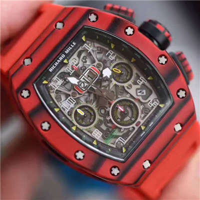 【独家视频测评RM Perfect  High quality  Replica Watches 】RICHARD MILLE 男士系列RM 011 RED QTPT红 carbon fiber  wrist watches 