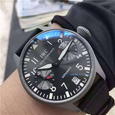 【实拍图鉴赏】YL Factory 1:1 High quality  Replica Watches 之 IWC 大飞特别版新款-喷砂精钢壳套黑面男表