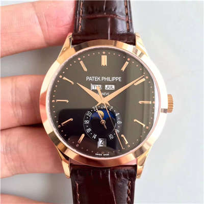 【台湾 Factory 1:1 High quality  Replica  wrist watches 】 PATEK PHILIPPE 复杂功能计时系列5396/1R-001 月相皮带款玫瑰金 wrist watches 