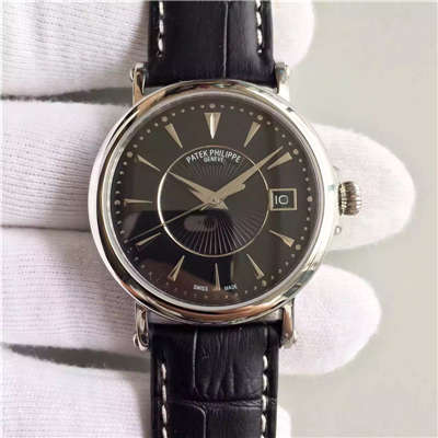 【HT Perfect  High quality  Replica Watches 】 PATEK PHILIPPE Calatrava 系列白金黑面男表5153G-001