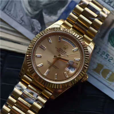 【台湾 Factory  Perfect  High quality  Knockoff  Watches 】 Rolex  Day-Date 型系列228238香槟色表盘钻钉 wrist watches 