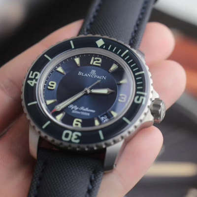 【ZF Perfect  High quality  Replica Watches 】Blancpain  Fifty Fathoms 系列5015-12B40-O52A蓝面背透 wrist watches 