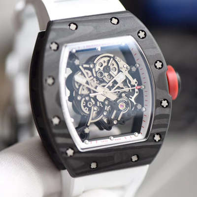【KV Perfect  High quality  Replica Watches 】RICHARD MILLE RICHARD MILLE男士系列RM 055 carbon fiber 白色橡胶带新款